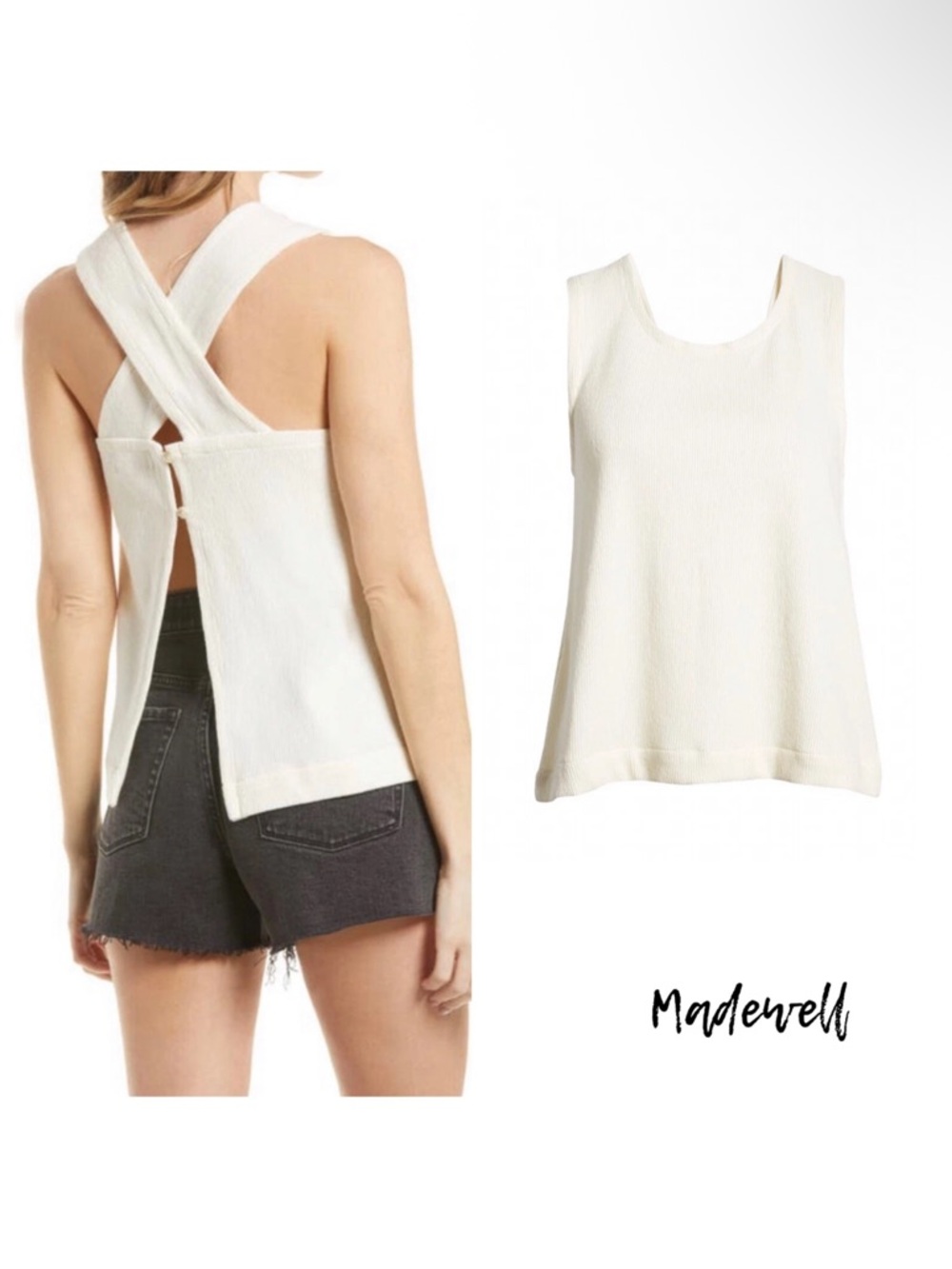 Madewell Ottoman Jacquard
Cross Back Tank size Small